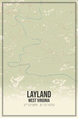 Retro US city map of Layland, West Virginia. Vintage street map.