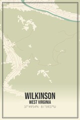 Obraz premium Retro US city map of Wilkinson, West Virginia. Vintage street map.