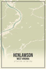 Retro US city map of Henlawson, West Virginia. Vintage street map.