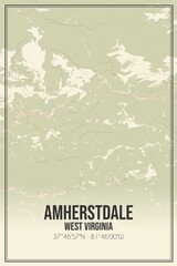 Retro US city map of Amherstdale, West Virginia. Vintage street map.