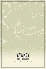 Retro US city map of Yawkey, West Virginia. Vintage street map.