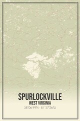 Retro US city map of Spurlockville, West Virginia. Vintage street map.