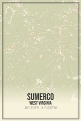 Retro US city map of Sumerco, West Virginia. Vintage street map.