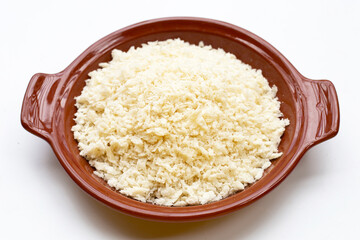 Bread Crumbs on white background.