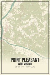 Retro US city map of Point Pleasant, West Virginia. Vintage street map.