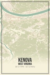 Retro US city map of Kenova, West Virginia. Vintage street map.