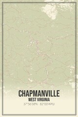 Retro US city map of Chapmanville, West Virginia. Vintage street map.