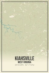 Retro US city map of Kiahsville, West Virginia. Vintage street map.