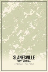 Retro US city map of Slanesville, West Virginia. Vintage street map.