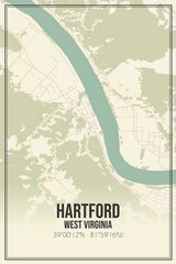 Obraz premium Retro US city map of Hartford, West Virginia. Vintage street map.