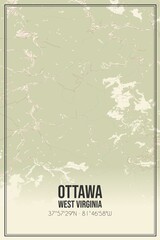 Retro US city map of Ottawa, West Virginia. Vintage street map.