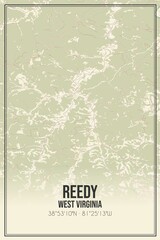 Retro US city map of Reedy, West Virginia. Vintage street map.