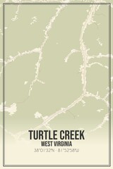 Retro US city map of Turtle Creek, West Virginia. Vintage street map.
