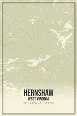 Retro US city map of Hernshaw, West Virginia. Vintage street map.