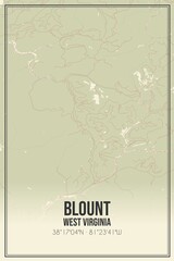 Retro US city map of Blount, West Virginia. Vintage street map.