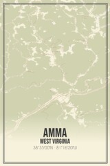 Obraz premium Retro US city map of Amma, West Virginia. Vintage street map.