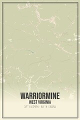 Retro US city map of Warriormine, West Virginia. Vintage street map.