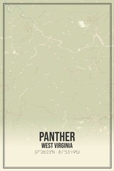 Retro US city map of Panther, West Virginia. Vintage street map.