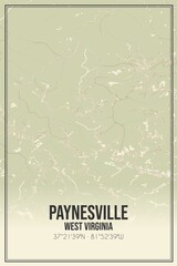 Retro US city map of Paynesville, West Virginia. Vintage street map.