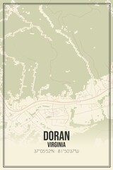 Retro US city map of Doran, Virginia. Vintage street map.