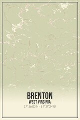 Retro US city map of Brenton, West Virginia. Vintage street map.