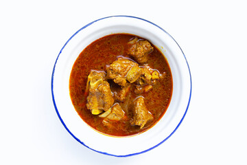 Spicy stir fried pork sparerib with Thai Southern chili paste on white