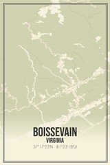 Retro US city map of Boissevain, Virginia. Vintage street map.