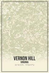 Retro US city map of Vernon Hill, Virginia. Vintage street map.