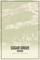 Retro US city map of Sugar Grove, Virginia. Vintage street map.