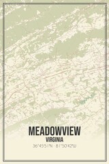 Retro US city map of Meadowview, Virginia. Vintage street map.