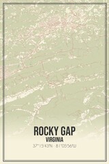 Retro US city map of Rocky Gap, Virginia. Vintage street map.