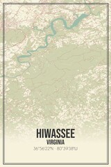 Retro US city map of Hiwassee, Virginia. Vintage street map.