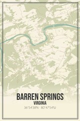 Retro US city map of Barren Springs, Virginia. Vintage street map.