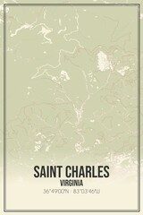 Retro US city map of Saint Charles, Virginia. Vintage street map.