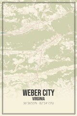 Retro US city map of Weber City, Virginia. Vintage street map.