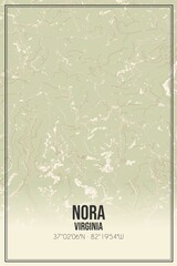 Retro US city map of Nora, Virginia. Vintage street map.