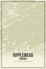 Retro US city map of Ripplemead, Virginia. Vintage street map.