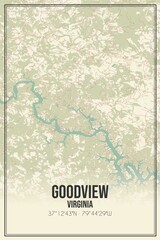 Retro US city map of Goodview, Virginia. Vintage street map.
