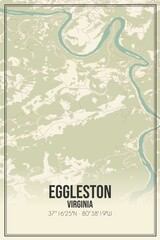 Retro US city map of Eggleston, Virginia. Vintage street map.