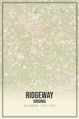 Retro US city map of Ridgeway, Virginia. Vintage street map.
