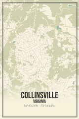 Retro US city map of Collinsville, Virginia. Vintage street map.
