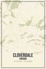 Retro US city map of Cloverdale, Virginia. Vintage street map.