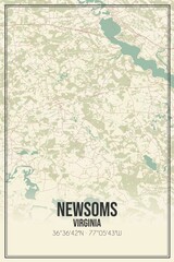 Retro US city map of Newsoms, Virginia. Vintage street map.