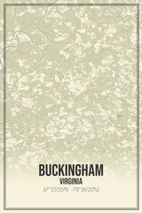 Retro US city map of Buckingham, Virginia. Vintage street map.