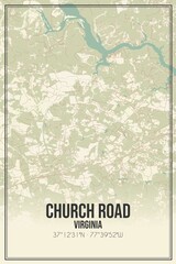 Retro US city map of Church Road, Virginia. Vintage street map.