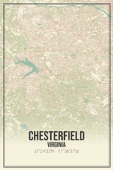 Retro US city map of Chesterfield, Virginia. Vintage street map.