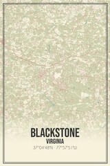 Retro US city map of Blackstone, Virginia. Vintage street map.