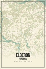 Retro US city map of Elberon, Virginia. Vintage street map.