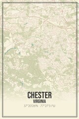 Retro US city map of Chester, Virginia. Vintage street map.