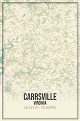 Retro US city map of Carrsville, Virginia. Vintage street map.